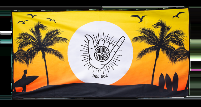 Del Sol Good Vibes Shaka - Color-Changing Beach Towel | Del Sol