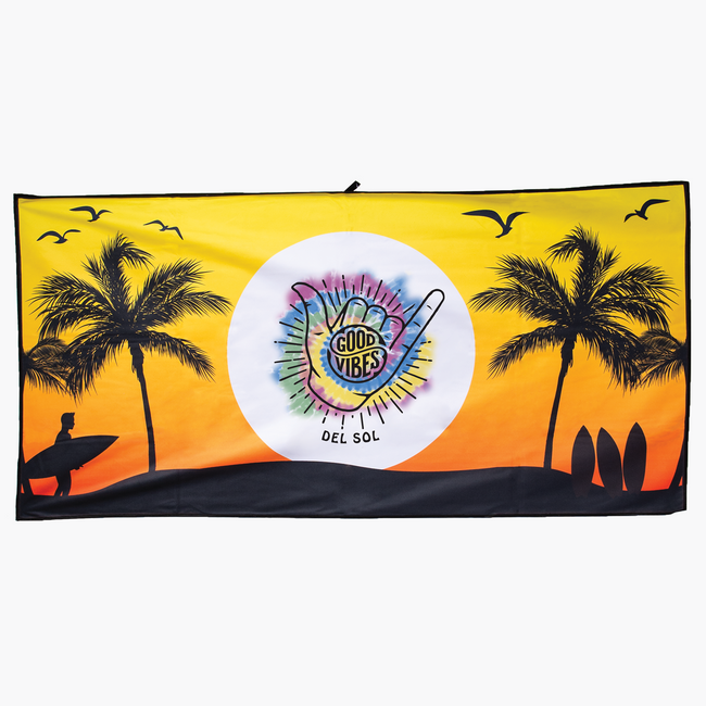 Del Sol Good Vibes Shaka - Color-Changing Beach Towel | Del Sol