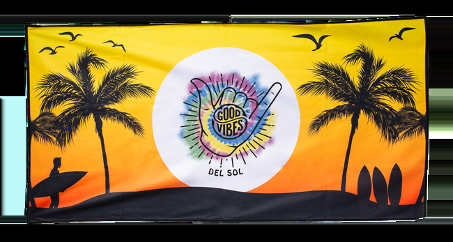 del sol Good Vibes Shaka - Color-Changing Beach Towel | Del Sol