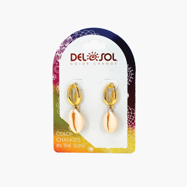 Del Sol Pink/Gold Cowrie Earrings - Color-Changing Jewelry | Del Sol