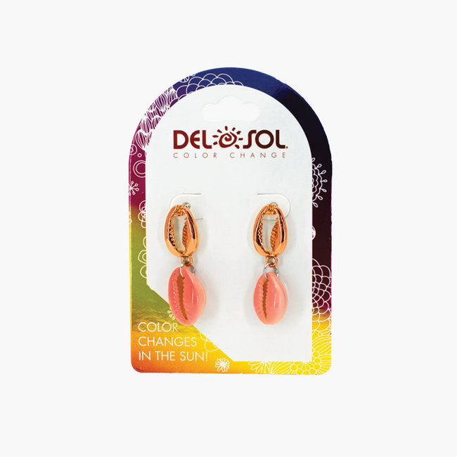 del sol Pink/Gold Cowrie Earrings - Color-Changing Jewelry | Del Sol