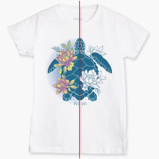 Del Sol Sea Turtle & Lotus - Women's Color-Changing Shirt | Del Sol