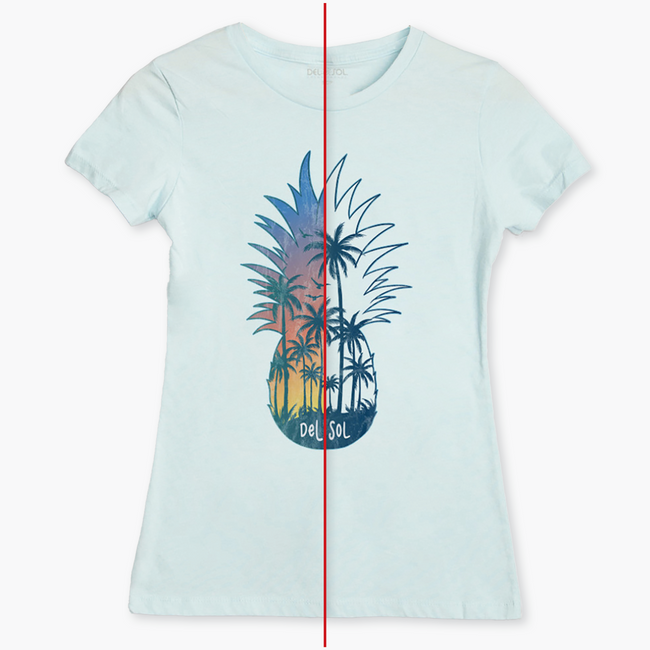 Del Sol Women's Pineapple Scene Tee - Color Changing Tees | Del Sol