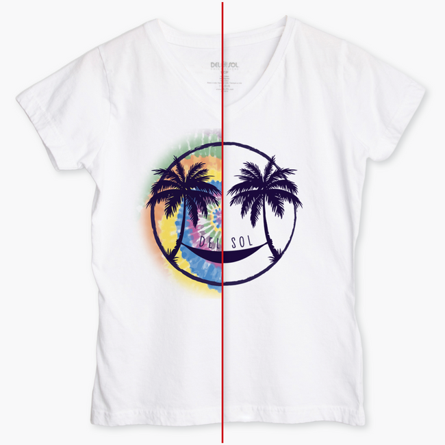 Del Sol Womens Smiley Palms - Color-Changing Womens T-Shirt | Del Sol