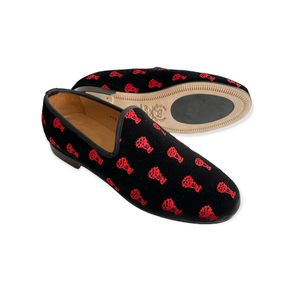 Del Toro Shoes Benihana X Del Toro Women's Red Flower Velvet Slipper II Black / Flower Embroidery