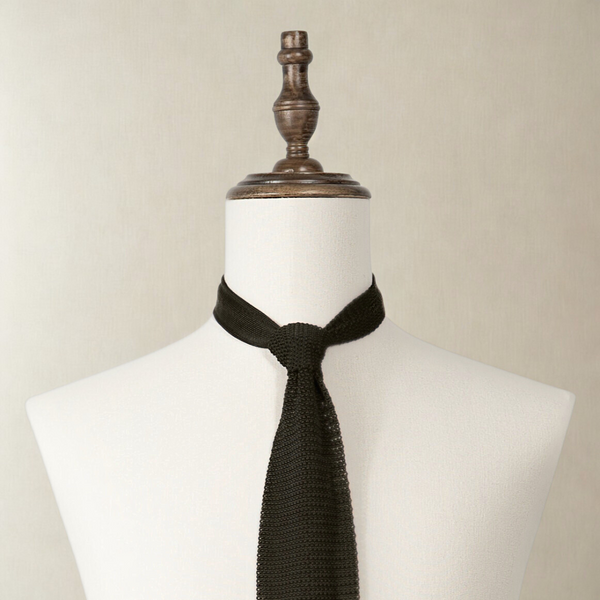 del toro shoes Silk Knit Tie - Black Black Silk