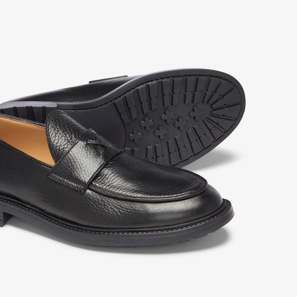 Del Toro Shoes Men's Black Pebbled Leather Lug Centesimo Black Pebbled Leather