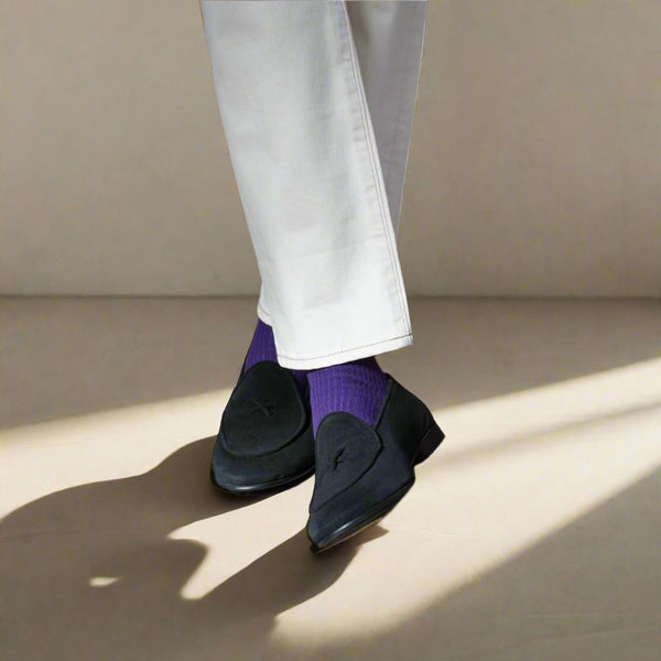 Del Toro Shoes Men's Black Suede Milano Loafer Black Suede