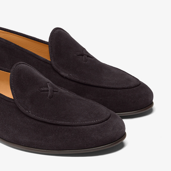 Del Toro Shoes Men's Black Suede Milano Loafer Black Suede