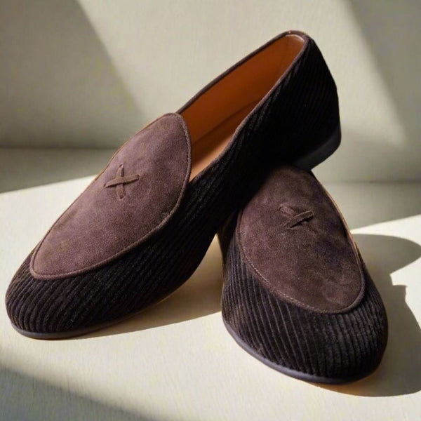 Del Toro Shoes Men's Brown Corduroy Milano Loafer Brown Corduroy