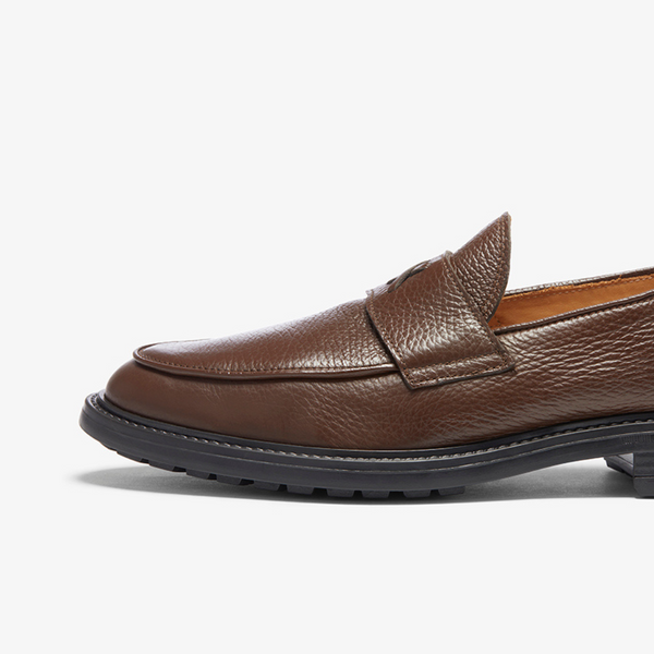 del Toro Shoes Men's Brown Pebbled Leather Lug Centesimo Brown Pebbled Leather