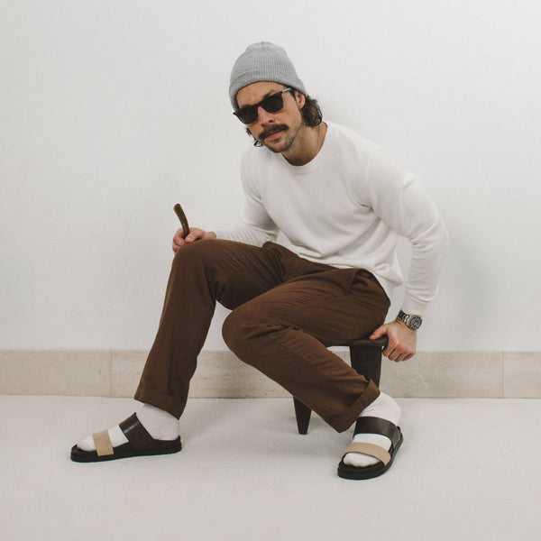 Del Toro Shoes Men's Brown & Tan Cinturini Sandal Brown / Tan