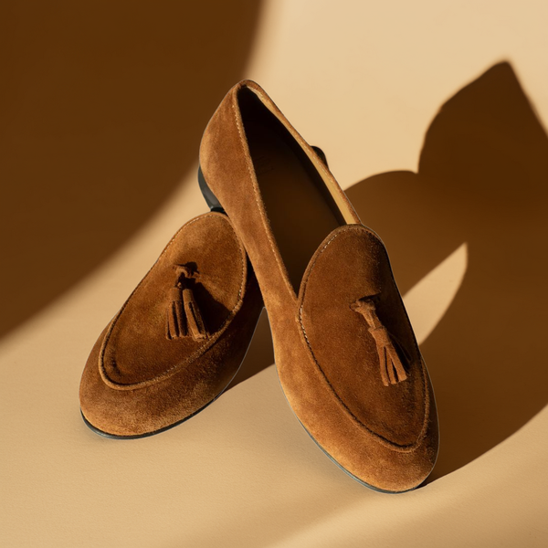 Del Toro Shoes Men's Chestnut Suede Tassel Loafer Chestnut Suede