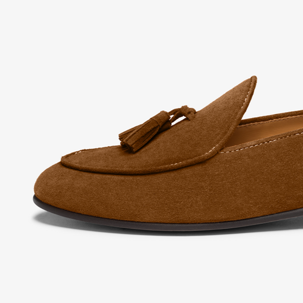 Del Toro Shoes Men's Chestnut Suede Tassel Loafer Chestnut Suede