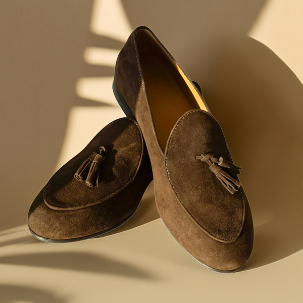 Del Toro Shoes Men's Chocolate Suede Tassel Loafer Chocolate Suede