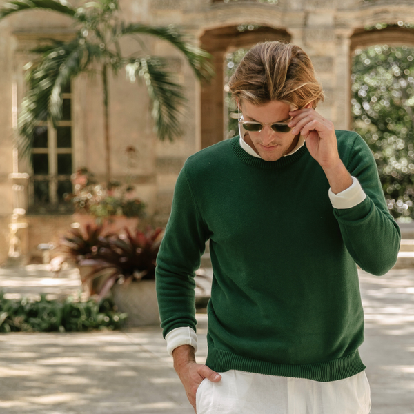 Del Toro Shoes Men's Classic Crewneck Sweater - Forest Green Forest Green