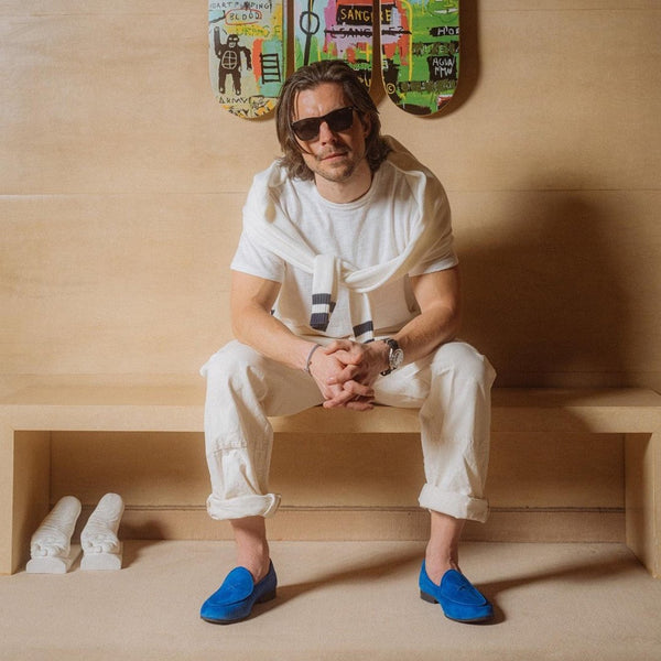 Del Toro Shoes Men's Cobalt Suede Milano Loafer Cobalt Suede