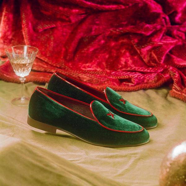 Del Toro Shoes Men's Dark Green Velvet Milano Loafer Dark Green Velvet
