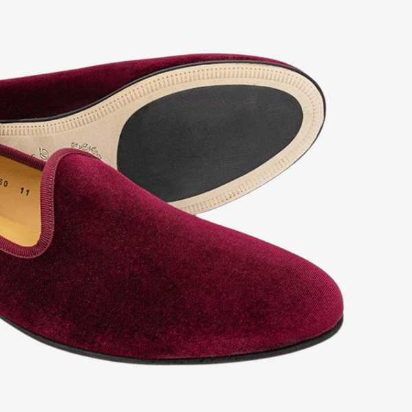 Del Toro Shoes Men's Merlot Velvet Slipper II Merlot / Red Heel Stripe