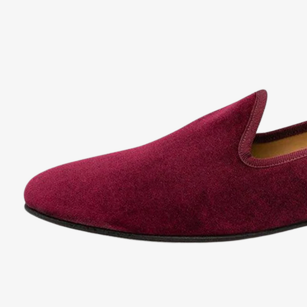 Del Toro Shoes Men's Merlot Velvet Slipper II Merlot / Red Heel Stripe