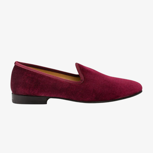 del toro shoes Men's Merlot Velvet Slipper II Merlot / Red Heel Stripe