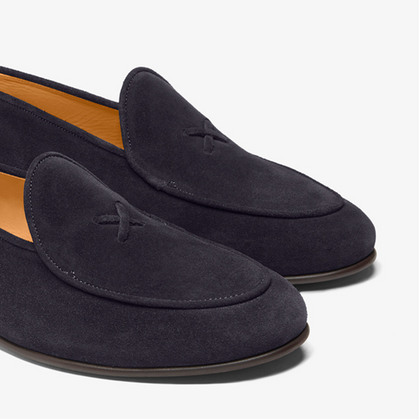 Del Toro Shoes Men's Navy Suede Milano Loafer Navy Suede
