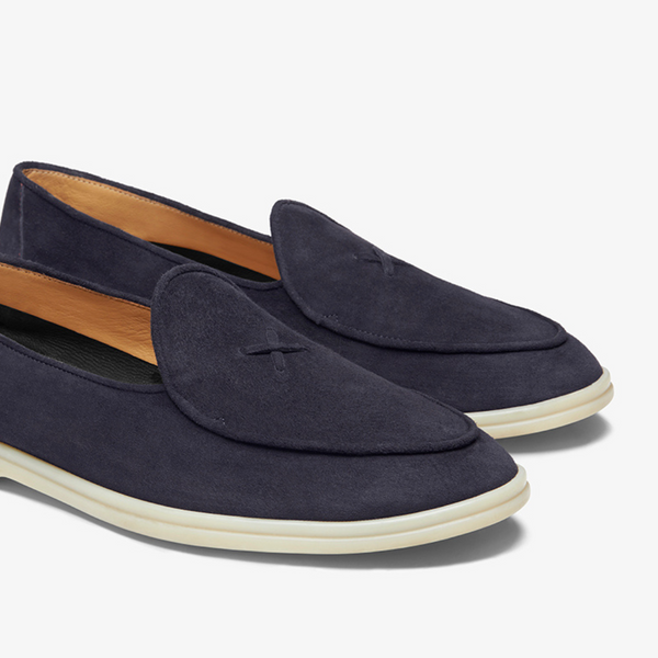 Del Toro Shoes Men's Navy Suede Viaggio Loafer Navy Suede