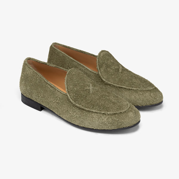 Del Toro Shoes Men's Olive Textured Suede Milano Loafer Olive Textured Suede