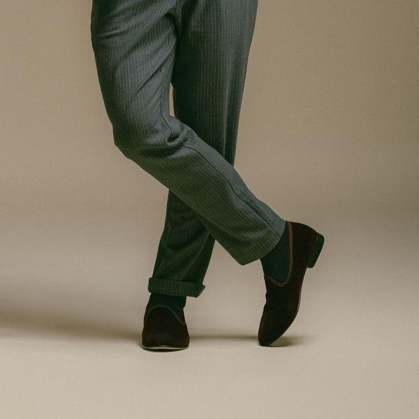 Del Toro Shoes Men's Oxblood Velvet Slipper II Oxblood / Tonal Heel Stripe