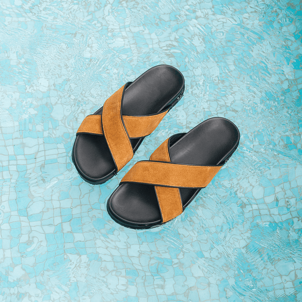 Del Toro Shoes Men's Tan Amalfi Crossover Sandal Tan Suede