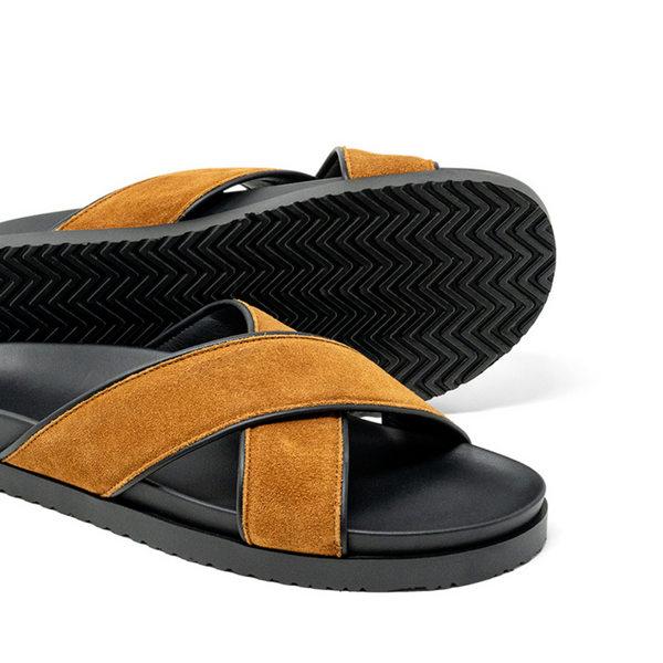 Del Toro Shoes Men's Tan Amalfi Crossover Sandal Tan Suede