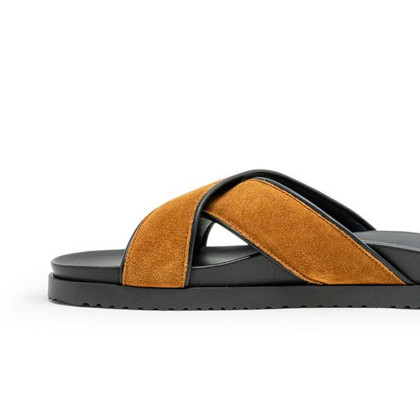 Del Toro Shoes Men's Tan Amalfi Crossover Sandal Tan Suede