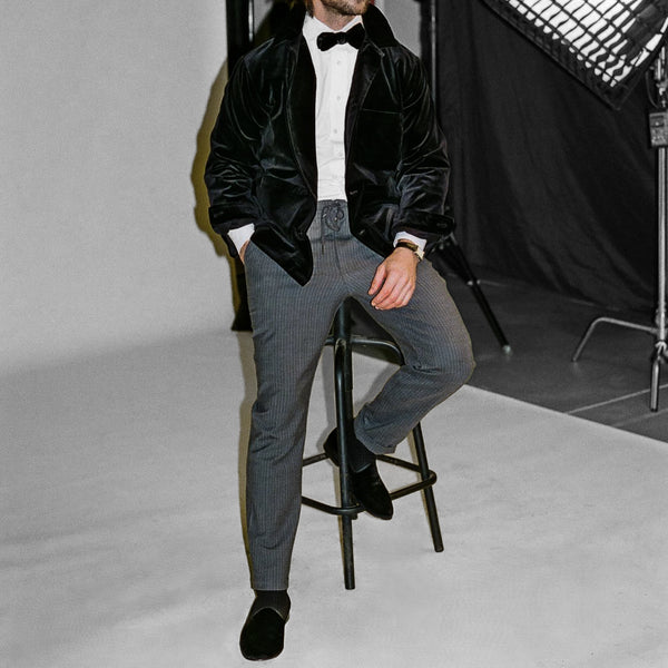 Del Toro Shoes Men's Velour Cocktail Coat - Black Black