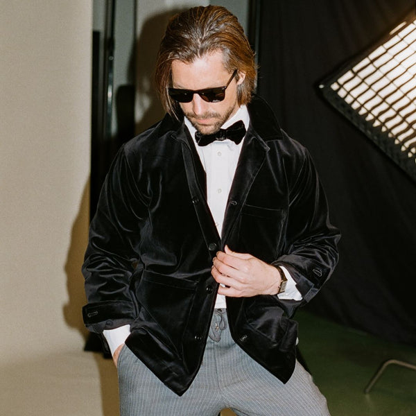 Del Toro Shoes Men's Velour Cocktail Coat - Black Black