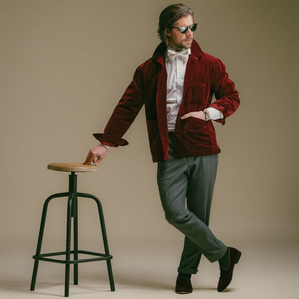 Del Toro Shoes Men's Velour Cocktail Coat - Oxblood Oxblood