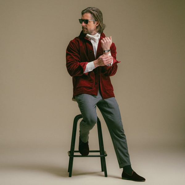 Del Toro Shoes Men's Velour Cocktail Coat - Oxblood Oxblood