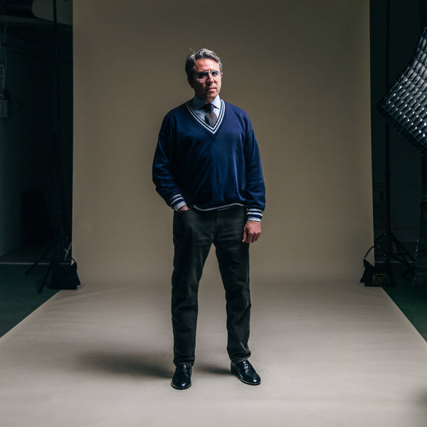 Del Toro Shoes Men's Vintage Club V-Neck Sweater - Navy Navy