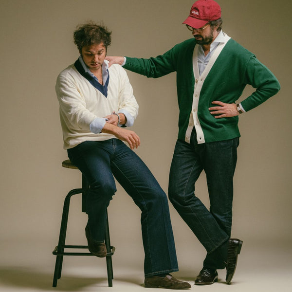 Del Toro Shoes Men's Vintage Fit Cardigan - Fairway Green / Vintage White Fairway Green / Vintage White