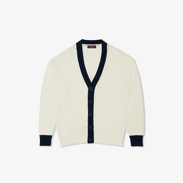 del toro shoes Men's Vintage Fit Cardigan - Vintage White / Black Vintage White / Black