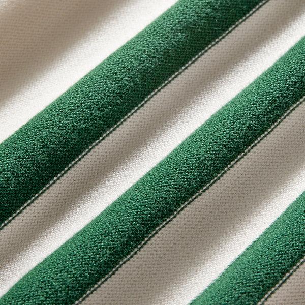 Del Toro Shoes Men's Vintage Stripe Polo Cardigan - Vintage White / Forest Stripe Vintage White / Forest Stripe