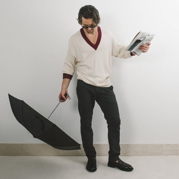 Del Toro Shoes Men's Vintage V-Neck Sweater - Vintage White / Burgundy Vintage White / Burgundy