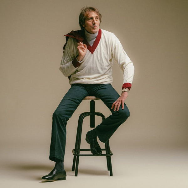 Del Toro Shoes Men's Vintage V-Neck Sweater - Vintage White / Burgundy Vintage White / Burgundy