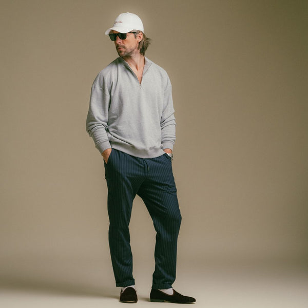 Del Toro Shoes Men's Vintage Zip Crewneck Sweatshirt - Heather Grey Heather Grey