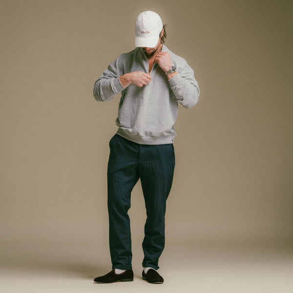 Del Toro Shoes Men's Vintage Zip Crewneck Sweatshirt - Heather Grey Heather Grey