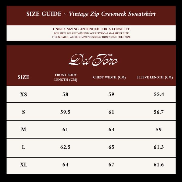 Del Toro Shoes Men's Vintage Zip Crewneck Sweatshirt - Navy Navy