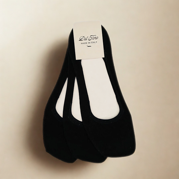 del toro shoes Set of 3 Athletic No Show Loafer Socks - Black Black Athletic