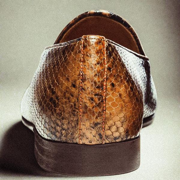 Del Toro Shoes Women's Brown Snakeskin Milano Loafer Brown Snakeskin