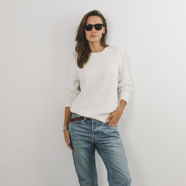 Del Toro Shoes Women's Classic Crewneck Sweater - Vintage White Vintage White