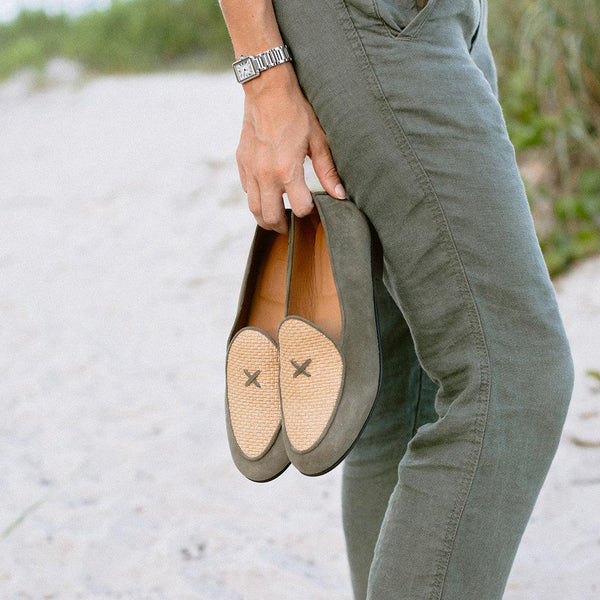 Del Toro Shoes Women's Olive Raffia Milano Loafer Olive / Raffia