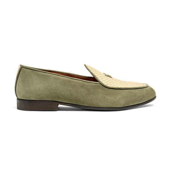 del toro shoes Women's Olive Raffia Milano Loafer Olive / Raffia